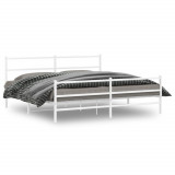 VidaXL Cadru pat metalic cu tăblie de cap/picioare&nbsp;, alb, 200x200 cm