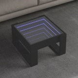 VidaXL Măsuță de cafea cu LED infinity, negru, 50x53x30 cm