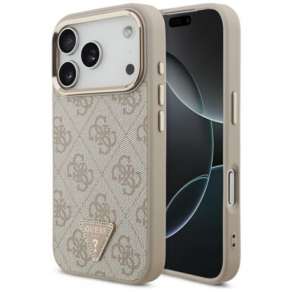 Husa MagSafe pentru Apple iPhone 17 Pro Max, Guess, 4G Triangle Logo, Roz Aurie