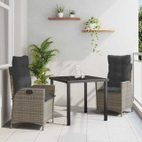 vidaXL Set de masă pentru grădină 3 pcs Gri poliratan 3380498