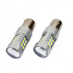 Set becuri auto cu LED CANBUS compatibil P21W BA15S 24 SMD 6.2W Alb 12/24V,