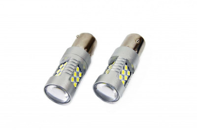 Set becuri auto cu LED CANBUS compatibil P21W BA15S 24 SMD 6.2W Alb 12/24V, foto