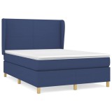 Cumpara ieftin Pat continental cu saltea, albastru, 140x200cm, material textil