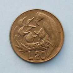 SAN MARINO - 20 Lire 1975 - Bird Feeding Its Nestlings foto