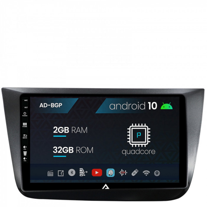 Navigatie Seat Altea Toledo (2005-2012), Android 10, P-Quadcore 2GB RAM + 32GB ROM, 9 Inch - AD-BGP9002+AD-BGRKIT055