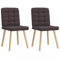 vidaXL Scaune de masă, 2 buc., maro &icirc;nchis, material textil