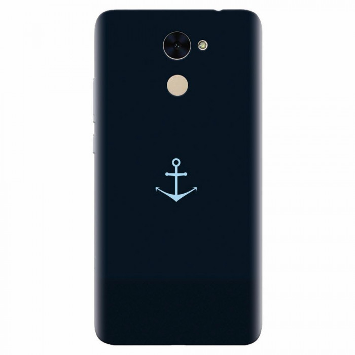 Husa silicon pentru Huawei Y7 Prime 2017, Blue Navy Anchor Illustration Flat