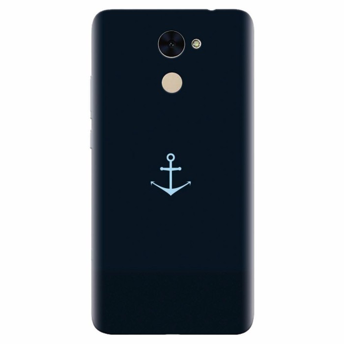 Husa silicon pentru Huawei Enjoy 7 Plus, Blue Navy Anchor Illustration Flat