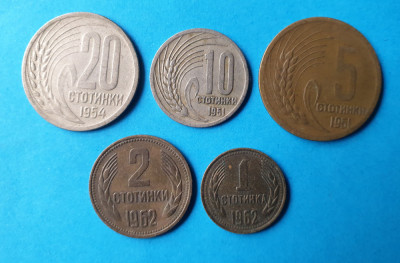 Moneda veche Bulgaria Lot x 5 piese - Stotinki - valori diferite ( 1954 - 1962 ) foto