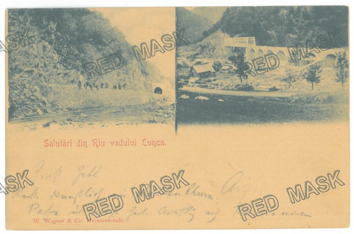 2116 - RAU-VADULUI, Valcea, Bridge, Railway Tunnel, Litho, Romania - old postcard - used - 1902
