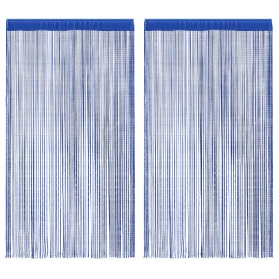 Draperii cu franjuri, 2 buc., 140 x 250 cm, albastru foto
