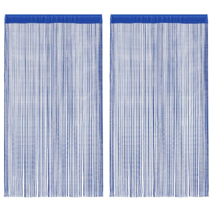 Draperii cu franjuri, 2 buc., 140 x 250 cm, albastru