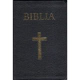 Biblia medie, 063, coperta piele, neagra, cu cruce, margini aurii, repertoar