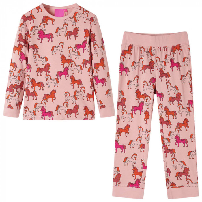 Pijamale pentru copii cu m&acirc;neci lungi roz deschis 140