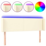 Cumpara ieftin Tablie de pat cu LED, crem, 147x16x78/88 cm, piele ecologica
