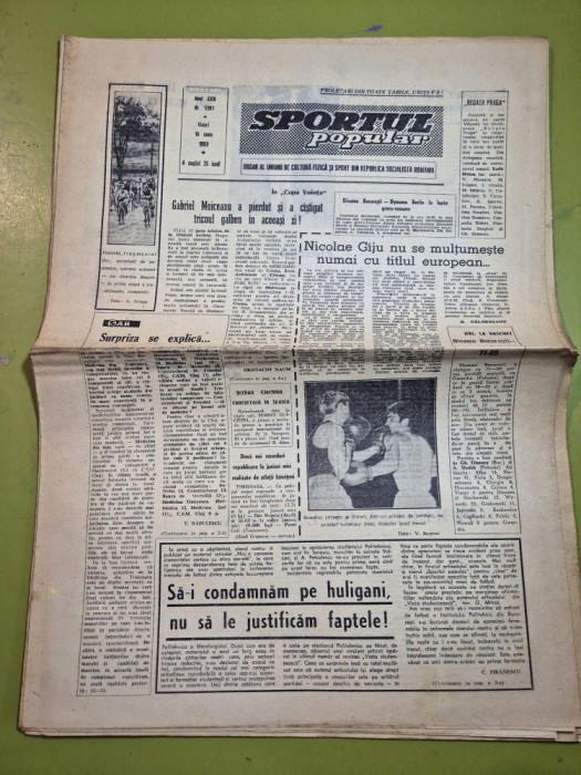 ziarul sportul popular 16 iunie 1967 - box nicolae guju , haltere ,atletism