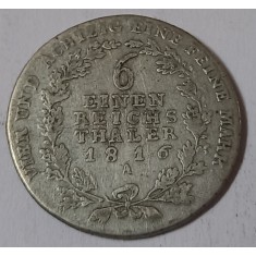 Prusia, 1&frasl;6 Thaler 1816 A, Frederick William III.