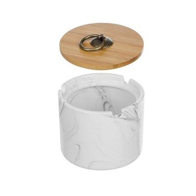 Scrumiera ceramica cu capac, model Marmura, 10x7 cm, ATU-087735 foto