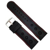 Curea Ceas Silicon Neagra Cusatura Rosie 22mm WZ1484, Time Veranda