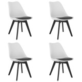 Cumpara ieftin Set 4 scaune bucatarie/living, Artool, Mark, PP alb, picioare negre, perna piele ecologica neagra, 49x43x82 cm