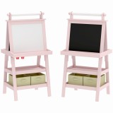 AIYAPLAY Tablă de Desen Dublă Pentru Copii 3-6 Ani, 59x48x118 cm, Roz | Aosom Romania