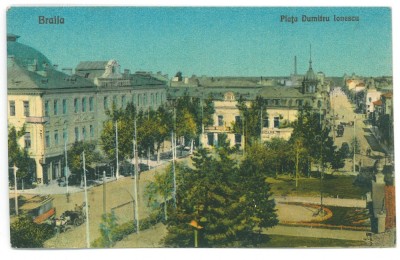 5287 - BRAILA, Market, tramway, Romania - old postcard - used - 1926 foto