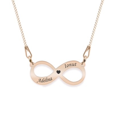 Infinity - Colier lant plat din argint 925 placat cu aur roz personalizat cu nume - Infinit foto