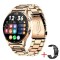 Ceas Smartwatch DAMAR, Ecran IPS LCD, Android/iOS, Bluetooth 5.1 HD, Curea metalica /Silicon neagra, Elegant/Sport, Memento apeluri primite, Notificar