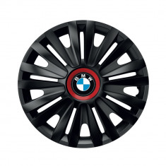Set 4 capace roti Negre Cu Inel Rosu Royal pentru gama auto BMW, R14