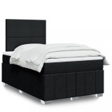 VidaXL Pat box spring cu saltea, negru, 120x200 cm, textil