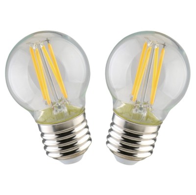 Bec LED filament Hoff mini G45 E27 4.9W 620lm lumina rece 6500 K - 2 buc foto