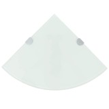 Cumpara ieftin Raft de colt cu suporti de crom, sticla, 35 x 35 cm, alb