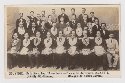 Masonerie , Havana 1916 , Log. AMOR FRATERNAL CP suvenir , a 56-a aniversare foto