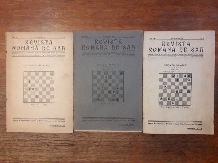 Revista Romana de Sah - 5 numere 1939 si 1940 / R8P3S