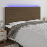 Tablie de pat cu LED, maro &icirc;nchis, 180x5x118/128 cm, textil GartenMobel Dekor, vidaXL