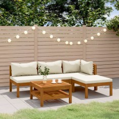 vidaXL Set mobilier grădină cu perne crem, 5 piese, lemn masiv acacia 3086926