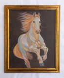 Cumpara ieftin Tablou CAL ALB, pictat in ulei pe p&acirc;nză, 57/47 cm,, Animale, Realism