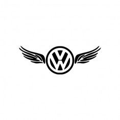 Sticker auto &amp;quot;Volkswagen cu aripi&amp;#039;&amp;#039;, 20x7 cm, Negru foto
