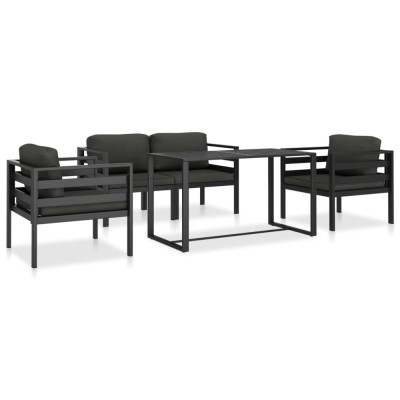 vidaXL Set mobilier de grădină cu perne, 5 piese, antracit, aluminiu 49236 foto