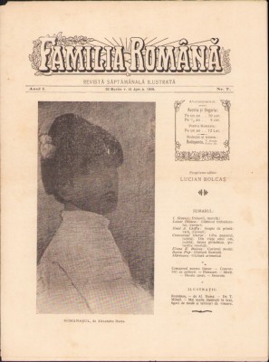 Z101 Familia rom&amp;acirc;nă, numărul 7, anul 1, 1908, Budapesta, proprietar-editor Lucian Bolcaș foto