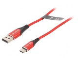 Cablu USB 2.0 A la USB C 1m Roșu 480Mbps, Vention