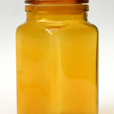 Sticlarie veche laborator sau farmacie, borcan 250 ml, sticla ambra