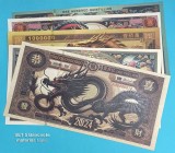 Set 5 Bancnote Fantezie Anul Dragonului 2024 UNC, Banda UV, 153x76mm