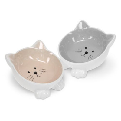 Set 2 Boluri din ceramica pentru pisici Navaris, Anti-alunecare, 50736.11 foto