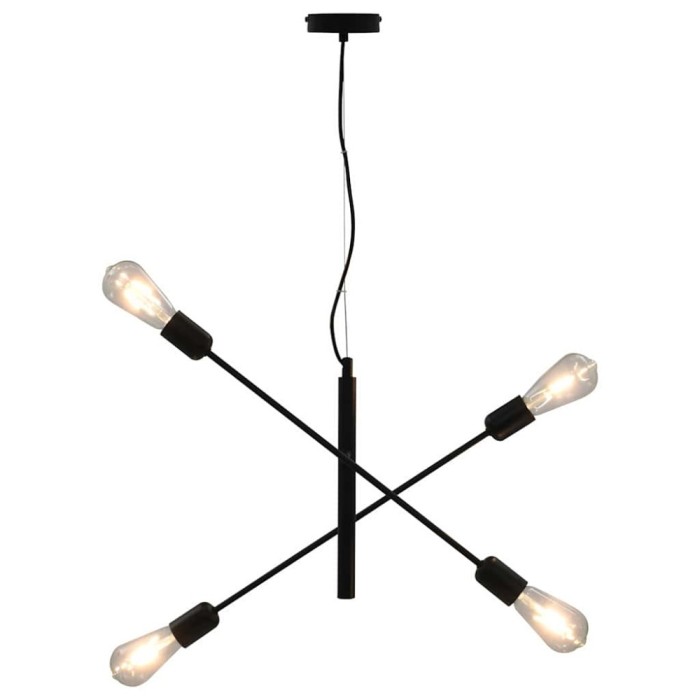 Lustra cu becuri cu filament, negru, 2 W, E27