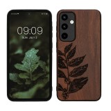 Husa Kwmobile pentru Samsung Galaxy A55, Maro inchis, Lemn, KWM000021PL005C, Silicon, Carcasa