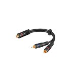 Cablu adaptor RCA mama la 2x RCA tata OFC dublu ecranat 0.2m Goobay