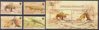 DB1 Fauna WWF Indonezia 2000 Varan 4 v. + SS MNH foto