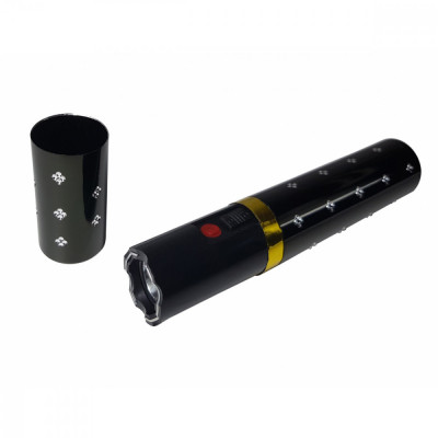 Mini electrosoc IdeallStore&amp;reg; in forma de ruj, Lipstick Trouble, cu lanterna, negru foto
