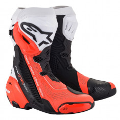 Cizme Moto Sport Alpinestars Supertech R Vented Boots, Negru/Rosu/Alb, Marime 45